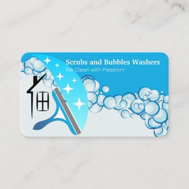 Cleaners Home Services | Soap Bubbles Business Card (Front)