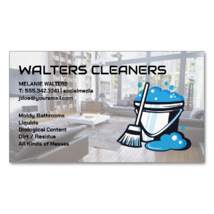 Cleaners   Mop and Soap Bucket Magnetic Business Card