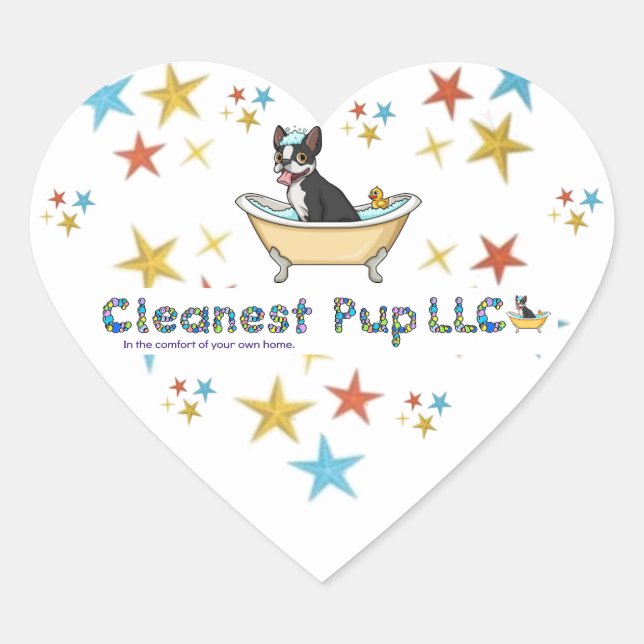Cleanest Pup LLC Heart Sticker (Front)