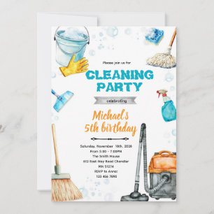 Cleaning birthday party invite