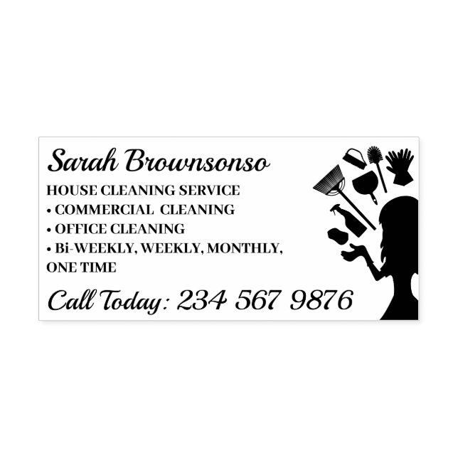 Cleaning Black Elegant Self-inking Stamp (Design)