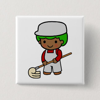 Cleaning Boy 15 Cm Square Badge