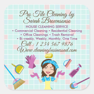 Cleaning business Advertising Maid Janitorial Lady Square Sticker