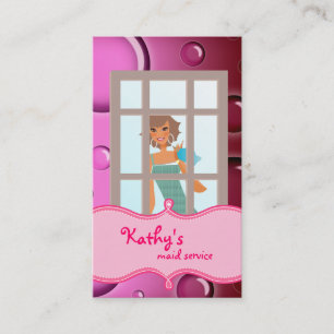 Cleaning Business Card Pink Bubbles