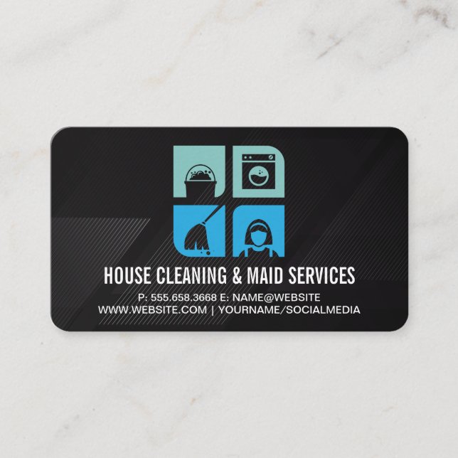 Cleaning Chores Icons | Maid Services Business Card (Front)