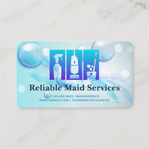 Cleaning Chores Icons   Soap Bubbles Business Card