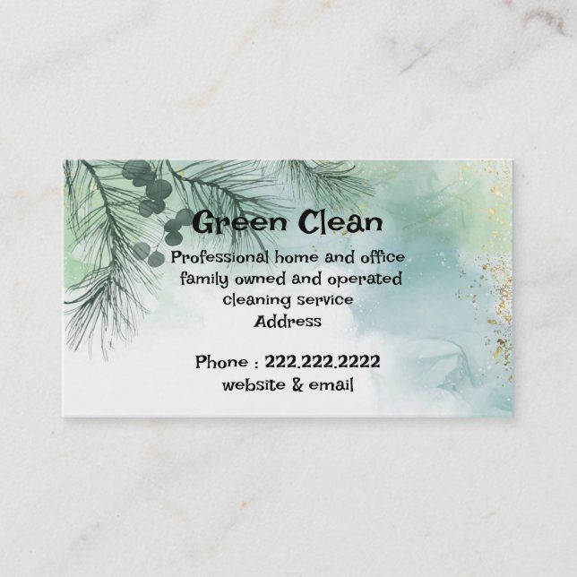 Cleaning Company, Green, Eco- Friendly, Nature Bus Business Card (Front)