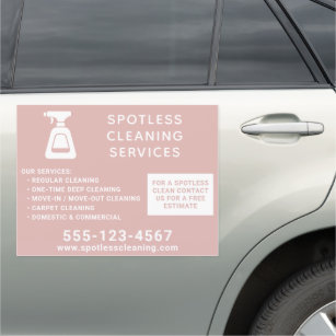 Cleaning Company Spray Bottle Dusty Pink 18"x24" Car Magnet