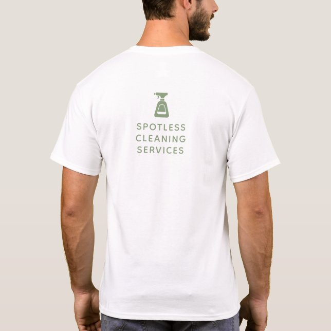 Cleaning Company Spray Bottle Sage Green Text T-Shirt (Back)