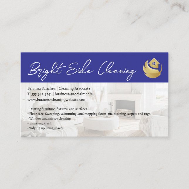 Cleaning Duster Home Logo | Tidy Living Room Business Card (Front)