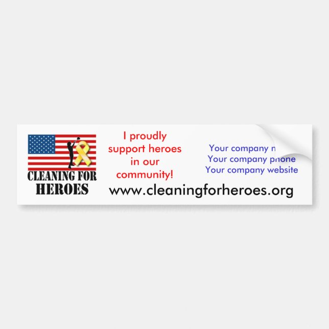 Cleaning for Heroes Bumper Sticker for Providers (Front)