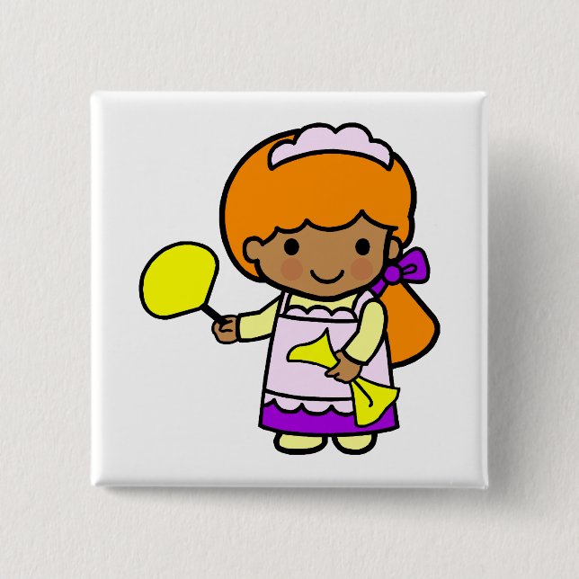 Cleaning Girl 15 Cm Square Badge (Front)