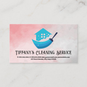 Cleaning House Broom Logo Business Card