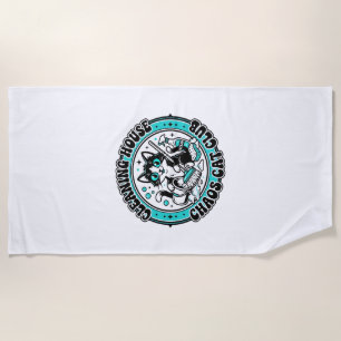 Cleaning House Chaos Cat Pet Lover Shirt Art - Cle Beach Towel