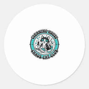 Cleaning House Chaos Cat Pet Lover Shirt Art - Cle Classic Round Sticker
