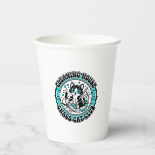 Cleaning House Chaos Cat Pet Lover Shirt Art - Cle Paper Cups