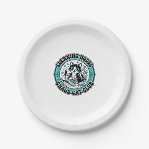 Cleaning House Chaos Cat Pet Lover Shirt Art - Cle Paper Plate