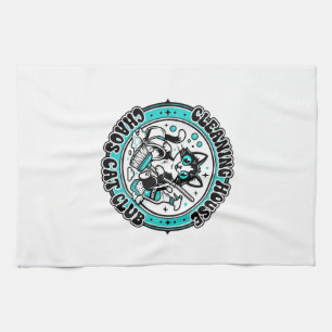 Cleaning House Chaos Cat Pet Lover Shirt Art - Cle Tea Towel