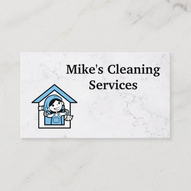 Cleaning House Logo | Marble  | Maid Logo Business Card (Front)