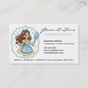 Cleaning Housekeeping Brunette Cleaner Service Business Card