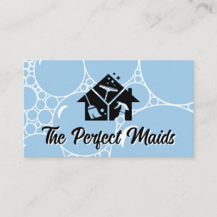 Cleaning Icons   Soap Bubbles Background Business Card