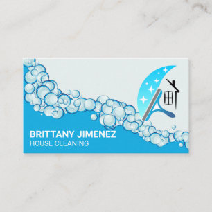 Cleaning Icons   Soap Bubbles   Squeegee Business Card