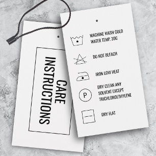 Cleaning Instructions Product Care Hang Tag Card