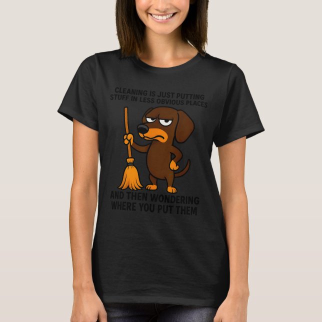 Cleaning Is Just Putting Stuff In Less Obvious Pla T-Shirt (Front)