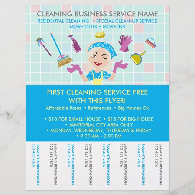 Cleaning Janitorial Tickets Branding Gift Maid Flyer (Front)