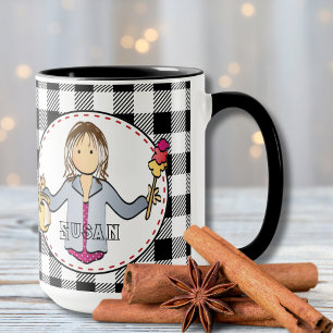 Cleaning Lady Cartoon Personalised Thank You Gift Mug