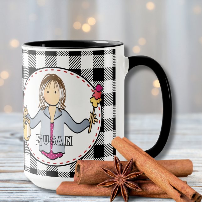 Cleaning Lady Cartoon Personalised Thank You Gift Mug (Creator Uploaded)