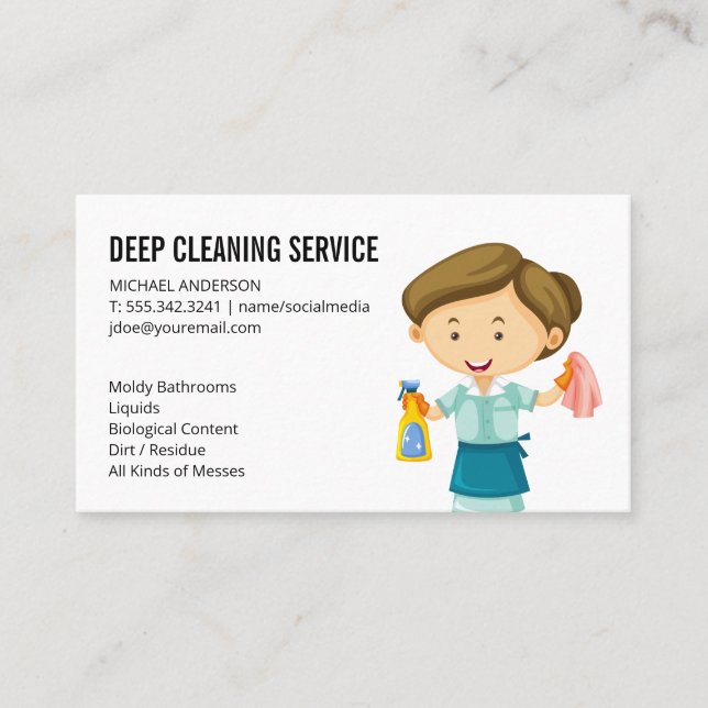 Cleaning Lady | Home Cleaning Services Business Card (Front)