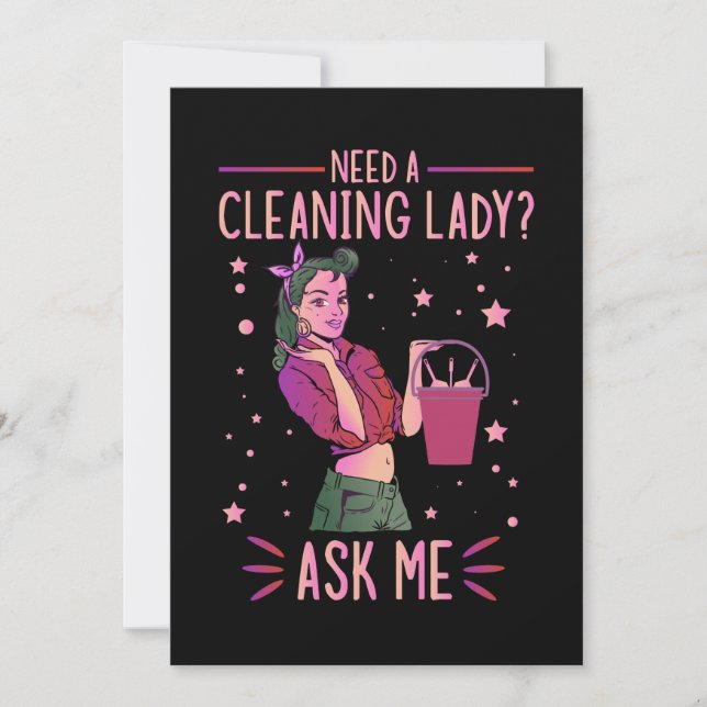 Cleaning Lady Housekeeper Housekeeping Cleaner Gra Thank You Card (Front)