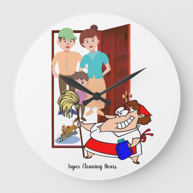 Cleaning Lady Super Hours Clock (Front)