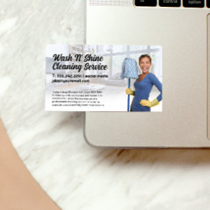 Cleaning Lady with Mop   House Clean Services Business Card
