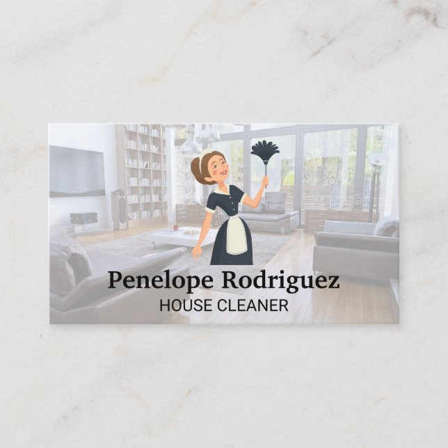 Cleaning Maid | House Keeping Services Business Card (Front)