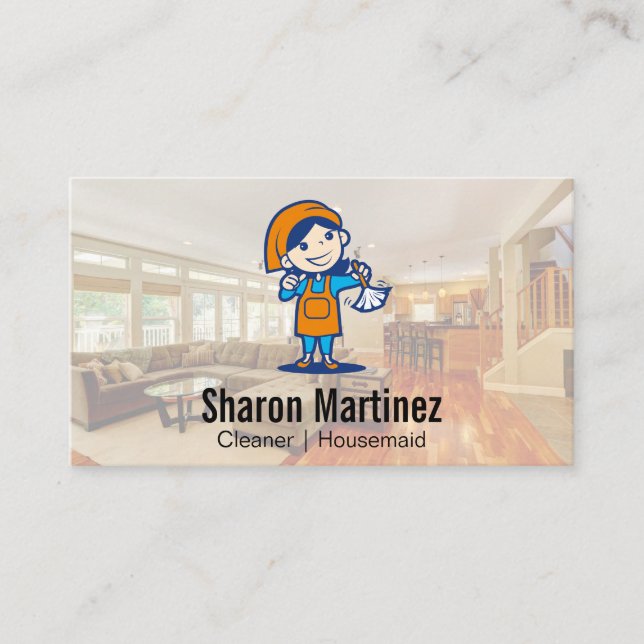 Cleaning Maid | House Services Business Card (Front)