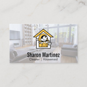 Cleaning Maid House Services Logo Business Card