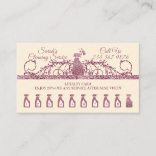 Cleaning Maid Janitorial sparkle Housekeep ivory Loyalty Card