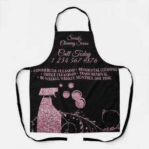 Cleaning Maid Janitorial sparkle spray pink swirl Apron