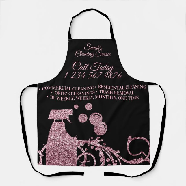 Cleaning Maid Janitorial sparkle spray pink swirl Apron (Front)