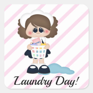 Cleaning Maid Laudry Day Stripe Planner Sticker