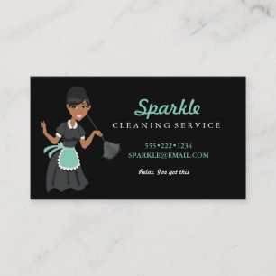 Cleaning Maid Service Character Featherduster Busi Business Card