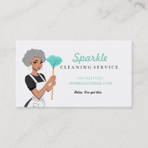 Cleaning Maid Service Character Featherduster Business Card