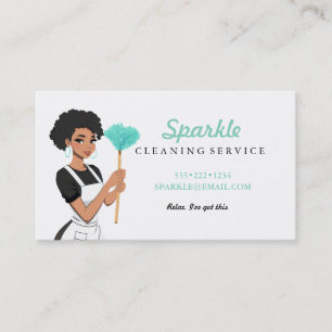 Cleaning Maid Service Character Featherduster Business Card