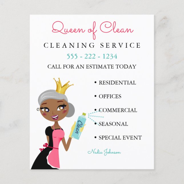 Cleaning Maid Service Ethnic Character Crown Flyer (Front)