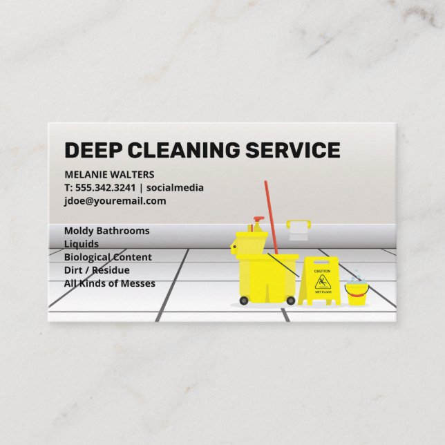Cleaning Mop | Maid Service Business Card (Front)