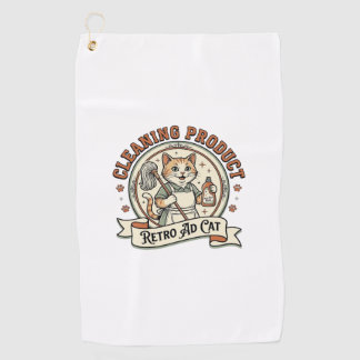 Cleaning Product Retro Ad Cat Cleaning Product Ret Golf Towel