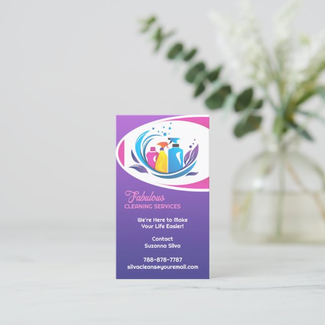 Cleaning Service Business Card (Standing Front)