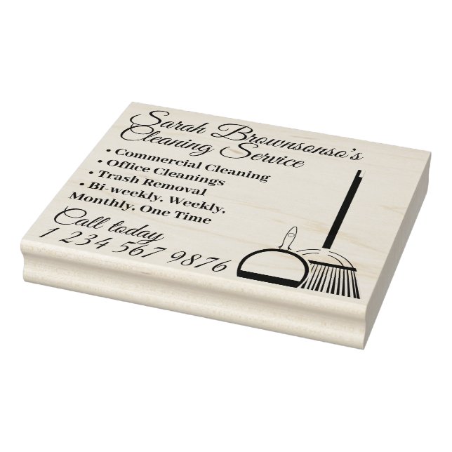 Cleaning Service Business Card Janitorial Maid Rubber Stamp (Stamp)